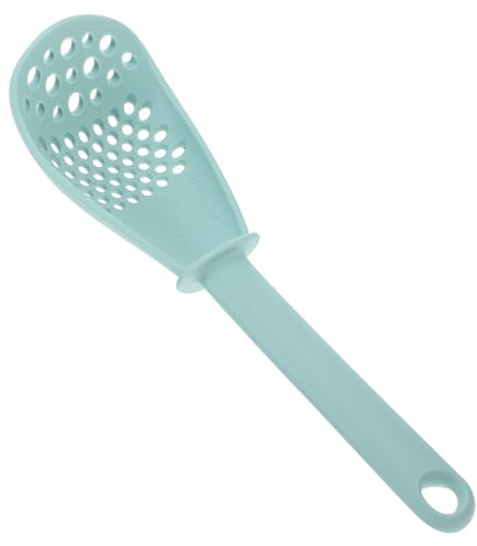 ULTECHNOVO Cuillère Multifonction Cuisine Bleu Clair en Plastique Passoire Broyeur à Purée pour Maison Ustensile Égouttoir Filtreur D’huile Usage Quotidien
