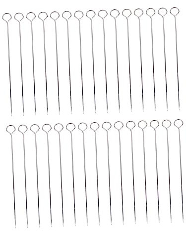 Toyvian Brochettes Barbecue Bords Lisses en Acier Inoxydable Lot de 30 Réutilisables pour Camping et Grillades en Extérieur