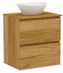 Baikal Mueble de Baño Klay. Mueble MONTADO. 2 Cajones Suspendido con Lavabo sobre Encimera. Armario de Baño. Lavabo Ceramico. 60cm Teka.