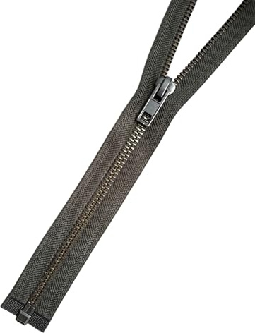Metall - Reißverschluss GROB Brüniert/Altmessing Reißverschlüsse teilbar 8mm (dunkeloliv/khaki, 80cm)