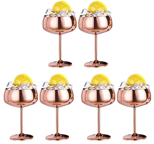Uikdjgu Kupfer Coupe Champagner Gläser Set Von 6 Edelstahl Vintage Cocktail Glas Wein