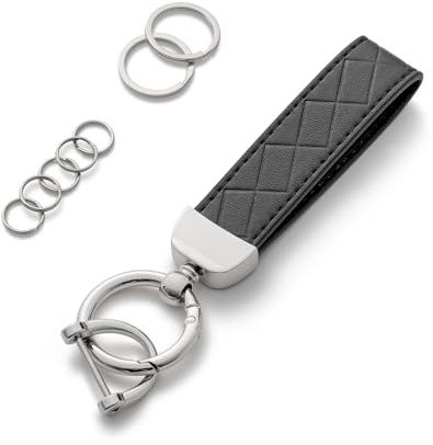 AOKSUNOVA Llavero de piel para coche para mujer, Negro-2, 9 cm