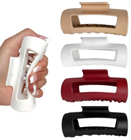YOFDAL Molletta pinze per capelli morbida a forma di,grande,antiscivolo,opaca,clip flessibile e non spezzabile,forcine per capelli per coda di cavallo(4 PCS)