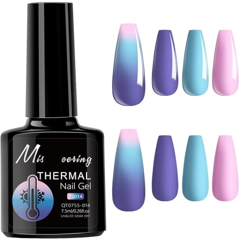 Virellay Temperaturwechselnder UV Gel Nagellack - Langanhaltender Color Changed Rosa blau Lila Gellack für UV/LED Lampe, Soak Off UV/LED Nail Art Gel Lack - Geeignet für Frauen DIY Nageldesign, 7.5 ML