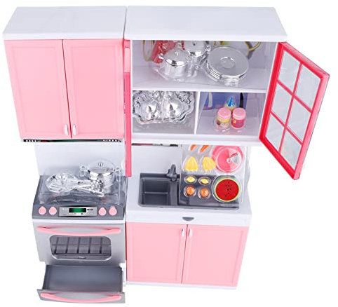 TOPINCN Set di Giochi di Ruolo da Cucina Giocattolo per Bambini Set di Utensili da Cucina in Plastica Durevole per Ragazze Divertenti Giochi di Finzione per Bambini, Realizzati in Materiale di