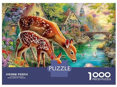 Magical Deer Puzzles pour Adultes Créatures Cosmiques 1000 Pièces Puzzles pour Adultes Jeu Éducatif Décompression Puzzle Adapté pour Décoration Murale et Cadeaux Défi Coloré