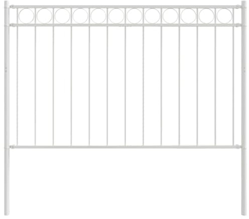 Foknhdi Moderner Zaun Weiß 170x150 cm aus wetterbeständigem Stahl Gitterzaun für Garten Terrasse und Balkon Modernes Design Robustheit und Langlebigkeit
