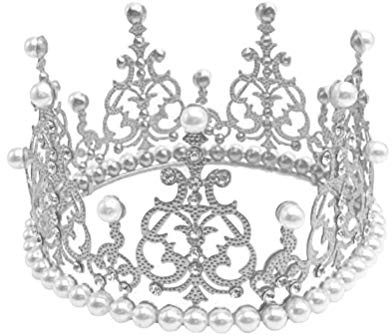 BESTonZON Crown Cake Topper Dekoration Mit Strasssteinen Und Perlen Vintage Stil Royal Stirnband Krone Für Hochzeit Geburtstag Party Kuchen Mittelstück 4.92X4.92X2.95In