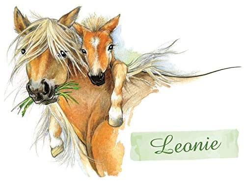 GRAZDesign Wandtattoo Pferd & Fohlen | personalisiert mit Namen | Wandtattoo Kinderzimmer Mädchen | Wandsticker Pferdekopf braun | Deko Wanddeko selbstklebend, 41x30cm