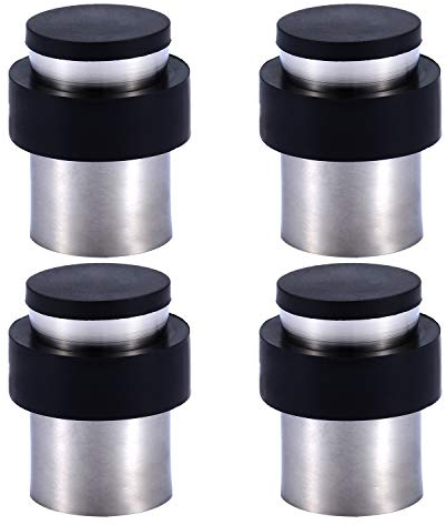4 x Türstopper zum Schrauben - Montage am Boden oder an der Wand - Edelstahl Gummi Wandtürstopper inkl. Befestigungsmaterial