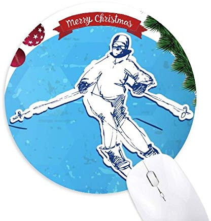 Wintersport Snowboard Illustration Rund Rubber Maus Pad Weihnachtsbaum Mat