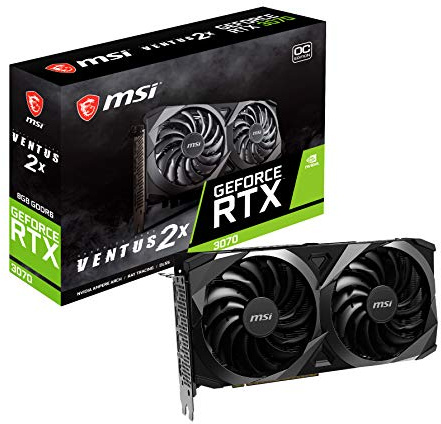 MSI Gaming GeForce RTX 3070 8 GB GDRR6 256 bit HDMI/DP TORX Fan 3.0 Ampere Architettura OC Scheda grafica (RTX 3070 VENTUS 2X OC)