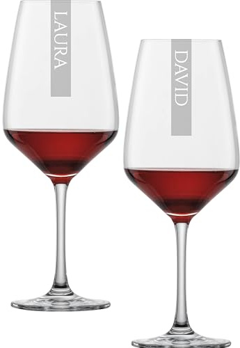 Rotweingläser 2er Set mit Gravur Namen | 497ml Schott Taste (Neu: Tulip) Weinglas | Spülmaschinenfest | Weinglas mit personalisierter Lasergravur | 2 Stück