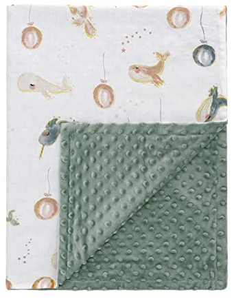 Babydecke kuscheldecke 100% Baumwolle 78x100cm, Kinder Krabbeldecke Polar Fleece Komfort, Super Weichem Baby Decke (Wal)