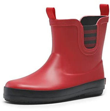 DREAM PAIRS Kids Stivali da Pioggia Gomma Impermeabili Wellies Rain Shoes Antiscivolo e Leggero per Ragazzi e Ragazze,Size 28,Rosso Nero,SDRB2201K-E