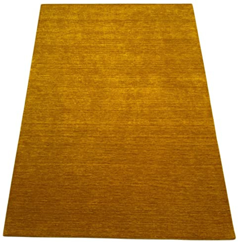 WAWA TEPPICH Wollteppich Gold G-625 170 x 240 cm 100% Wolle handgewebt | Handgewebtes Unikat mit charaktervoller Struktur; vielseitig kombinierbar und passend für unterschiedliche Wohnstile