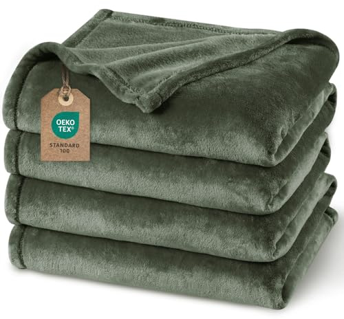 PHF Kuscheldecke Flauschig Fleecedecke 150x200cm - Oeko-Tex Weich Warm Wohndecke, 1PC Decke Blanket für Couch Sofa Bett, Tagesdecken & Kuscheldecken, Sofa überwurfdecke, Olivgrün