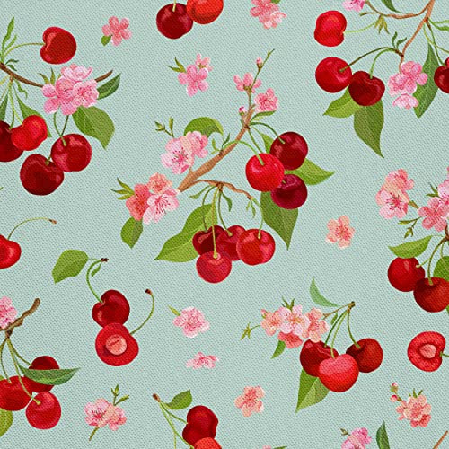 HEKO PANELS Stoff Oxford Wasserdichte Meterware Canvas-Stoff Polyester Stoff Zum Nähen Nähstoffe Dekostoffe Wasserabweisend Blickdicht Kirschen Kirschblüten 2 Meter 155 x 200 cm