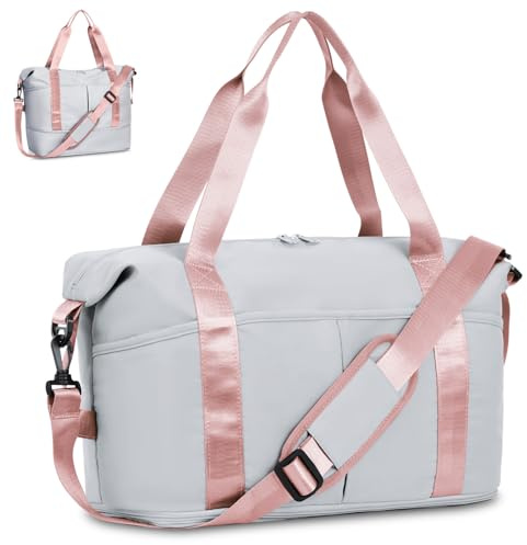FIORETTO Cabin Bag for Ryanair 40x20x25 Underseat Convertible to 45x36x20 for Easyjet, Carry on Travel Weekend Overnight Duffle Hospital Hand Luggage for Women Men Grey