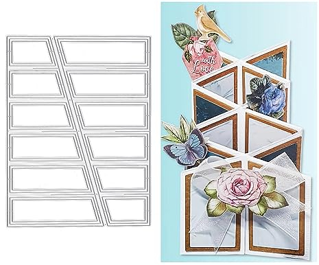 Qoiseys Metall-Stanzformen mit 3D-Rahmen für Kartenherstellung, Stanzschablonen für DIY, Scrapbooking, Fotoalbum, dekoratives Papier, Basteln, Prägeschablone