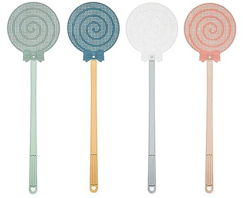 BAMFY 4 Stück Fliegenklatsche Stabil Flexibel Und Langlebig Schwerlast Plastik Fliegenklatschen Handbuch Swat-Set Mückenklatsche for Moskito, Biene, Spinnen