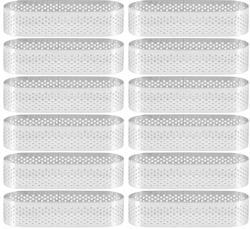 Rtxbvg 12 PièCes Moules à Tartelettes Ovales Mousse à Dessert FrançAise Anneau de Aux Fruits Anneau de Quiche Moule à Gâteau, Anneau de Mousse à en Acier Inoxydable