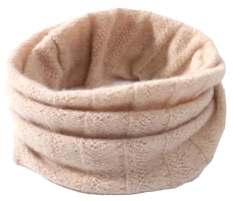 Damen Wolle Strickschal Weich Warm Leicht Ringschal Zubehör, beige, Einheitsgröße