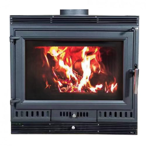 EIDER BIOMASA - Poêle à Bois insérable Aurora Eco Iron 70 ventilé - 13,43 KW - Efficacité 78% - Superf Chauffage 225m3 66 x 43 x 70 cm - Fonte