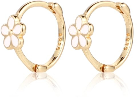 Daisy Boucles d'Oreilles, Fleur Boucles d'Oreilles Élégant Rond Huggie Petit Floral Daisy Bijoux pour Femmes Pierced Cartilage Cadeaux