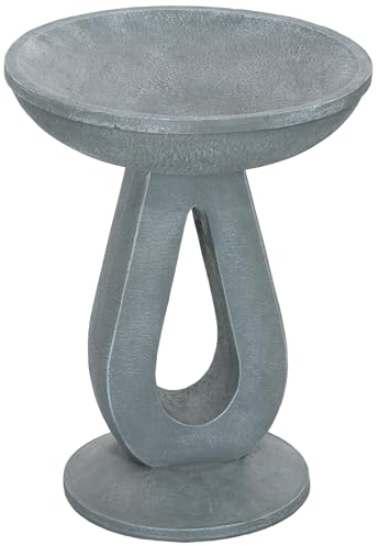 Outsunny Vogeltränke, 51 cm Höhe Vogelbad, Vogelbecken mit Ständer, Vogelfutterspender mit Stein-Look, Wildvogeltränke für Garten, Balkon, Grau