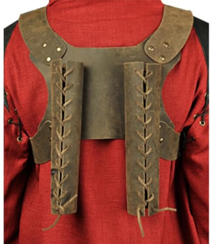 Cachorro Außenfechten Doppelschwert Frosch, Verstellbare Pu-Leder-Spitze, Mittelalterlicher Ritter Halloween Rollenspielkostüme,Braun