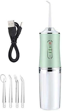 FiTspi 220ml Irrigatore Orale Cordless Dental Water Flosser per la Pulizia Denti 3 Modalità di Pressione 4 Jet Tip IPX7 Impermeabile