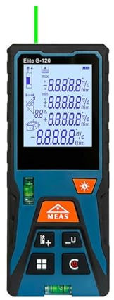 Land Area Meter, Digital Red Green Tape Measure 50M 120M Distance Meter Ranfinder With Horizontal Measure Distance, Area and Volume(Green laser 120m)