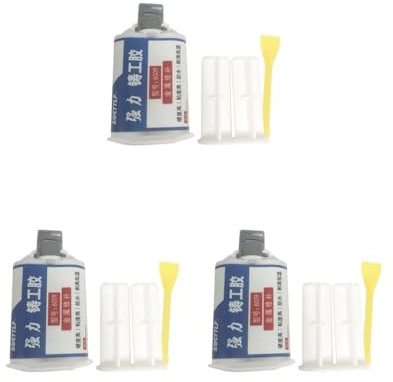 Lot de 3 tubes de colle de réparation en métal époxy pour moulage de tubes métalliques en acier inoxydable 50 g