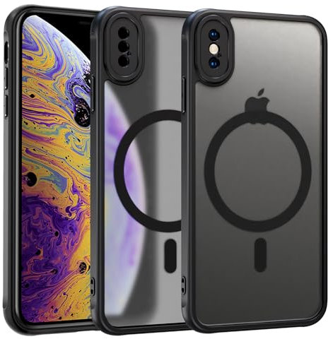 ZYIMOU für iPhone XS und iPhone X Hülle Kompatibel mit MagSafe, Handyhülle Magnetisch für iPhone XS und iPhone X kameraschutz Rückseite Dünn Stoßfest Schutzhülle (Schwarz)