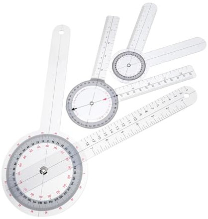 WHAMVOX 3pcs Flexible Plastic Goniometer Ruler Professional Rotatable Angle Protractor Scale Drafting Tool for Accurate Joint and Toe Angle Measurement, Medical and Office Use