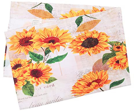 RORPOIR Kurzer Vorhang Mit Sonnenblumen-Print Volant Für Küche Und Fenster 137 X 45 cm Polyester Einfach Zu Montieren