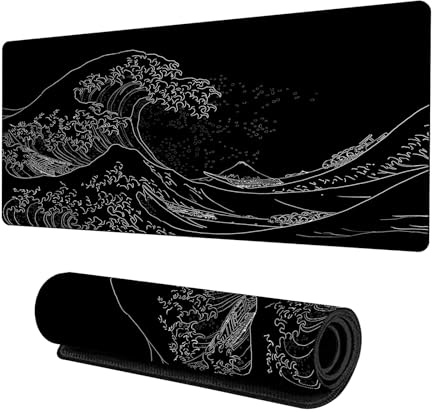 JENCVNL Tapis de Souris de Jeu, 800x300mm XL Tapis Souris Gaming Grand Tapis Bureau Antidérapant Étanche pour Macbook, Pc, Ordinateur - Améliore la précision et la Vitesse (Noir 1)