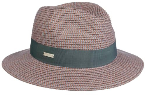 Seeberger Vandia Traveller Strohhut Sonnenhut Sommerhut Gartenhut Strandhut Damenhut Damen - mit Ripsband Frühling-Sommer Sommer - One Size orange-meliert