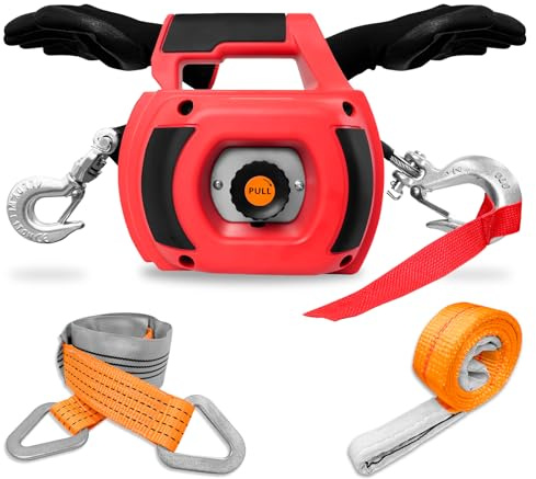 FITHOIST Portable Drill Winch, 1500LB Capacity Hand Winch with 40FT Steel Cable, 360° Swivel Hook, Powered by Cordless Drill for ATV UTV Trailer Loading, Lawn Tractor Pulling, Heavy Lifting & Dragging