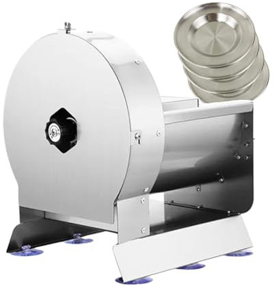 QUSYZD Cortadora eléctrica de Verduras | Cortadora de Frutas Comercial | Rebanadora de 0-0,5 Pulgadas | Ralladora de Verduras con Grosor Ajustable | Cortadora de Acero Inoxidable para limón,Round