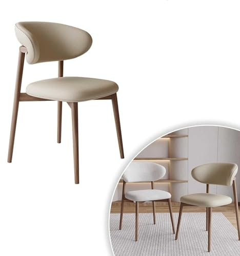 YUMEIGE Chaises de Salle à Manger Nordiques en Bois Massif, Chaise d'étude avec Coussin rembourré, chaises de Lecture Confortables avec Dossier incurvé, Chaise Ergonomique Moderne(H,1PC)