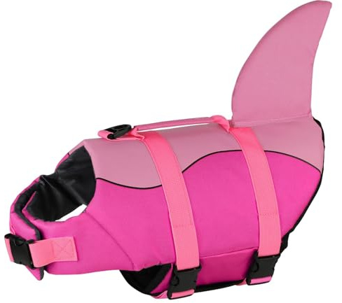 Werwing Hundeschwimmweste – Haifischflossen-Schwimmweste zum Schwimmen und Bootfahren, verstellbare schwimmende Schwimmweste mit Rettungsgriff für kleine/mittelgroße/große Hunde und Katzen