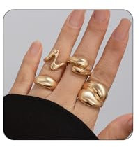 FloralGrace 4 Stück Ring Set Gold Damen,Chunky Rings, Wasserfeste Ringe, Vergoldete Stapelbare Statement Ringe, Goldschmuck
