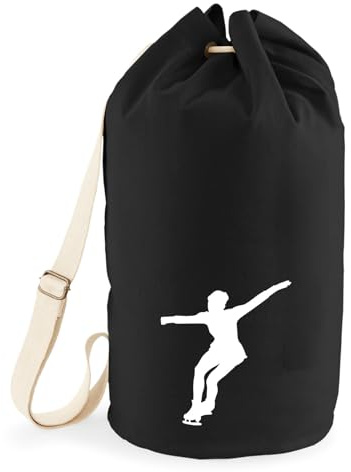Huuraa Seesack Eiskunstlauf Silhouette 20 Liter Black Baumwolle Rucksack Geschenkidee