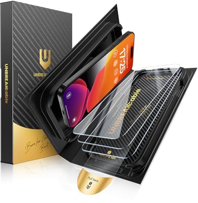 UNBREAKcable Vetro Temperato per iPhone 15, Confezione da 3 Durezza 9H+ Pellicola Protettiva [Installazione Facile] [Trasparente HD al 99,99%] [Compatibile con la Custodia] per Apple 15 6,1 Pollici