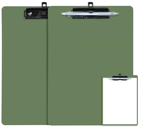 FRETONBA Klämbräda A4, 2 klämbrädor med pennhållare, plast klämmapp A4, klämma för upphängning, skrivblock för studenter och kontorsmaterial, grön