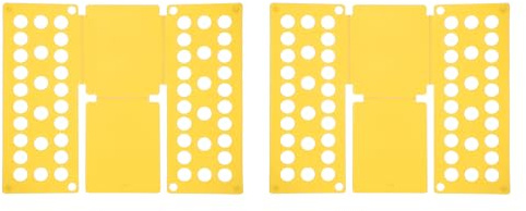 sourcing map Lot de 2 planches pliantes en plastique pour chemises, t-shirts, vêtements, organiseurs de t-shirts pour placard, armoire, tiroir, rangement facile des vêtements (jaune, 48 x 40 cm)
