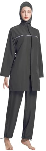 Plus Size Modest Swimwear for Women Girls - 3 Pieces Muslim Modest Swimming Costume Full Covered Burkini Islamic Swimsuits Long Sleeve Swimming Top+Pants+Hijab Full Body Swimsuit Bathing Suit