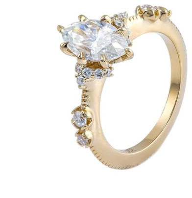 Anneaux Bijoux Femme Bague Moissanite Veritable Or 9 Carats Marquise avec 2 Carats de Moissanite Taille Lesbienne pour Mère Cocktail Bijoux